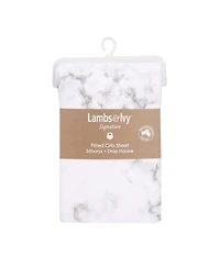 Lambs & Ivy Baby Signature Gray/White Marble Organic Cotton Fitted Crib Sheet