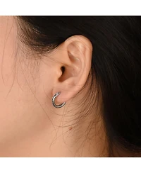 Bling Jewelry Basic Simple Thin Huggie Hoop Kpop Earrings 14K Gold Plated .925 Sterling Silver Flat Hinge