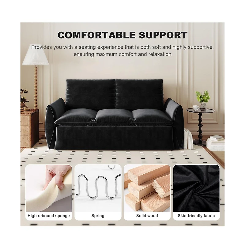 Streamdale 70.9" Convertible Sofa Bed with Blanket and Pillows