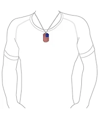 Bling Jewelry Patriotic Flag Star Dog Tag Pendant Necklace in Red White Blue Stripes