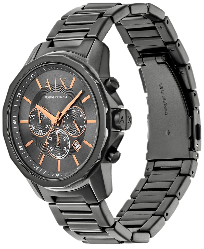 A|X Armani Exchange Men's Quartz Chronograph Gunmetal Stainless-Steel Watch, 44mm