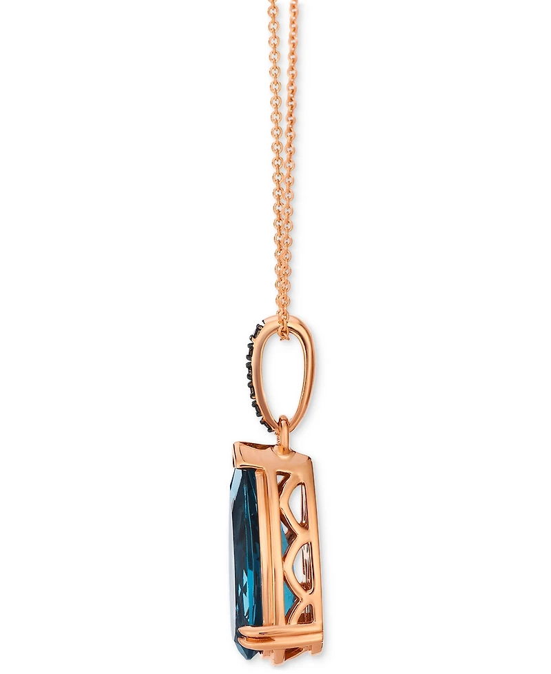 Le Vian Chocolatier Deep Sea Blue Topaz (3-1/2 ct. t.w.) & Chocolate Diamond (1/20 ct. t.w) Pendant Necklace in 14k Rose Gold, 20"