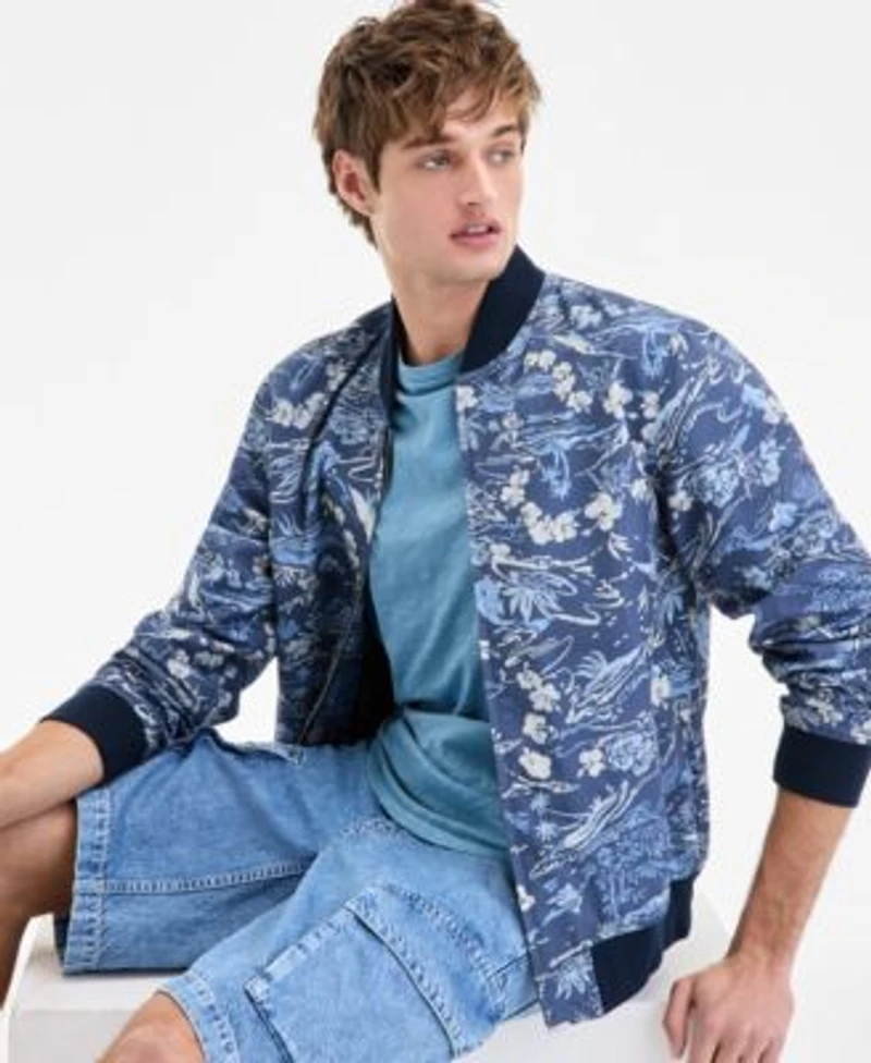 Sun Stone Mens Sun Kissed T Shirt Floral Print Bomber Jacket Denim Cargo Shorts Exclusively At Macys