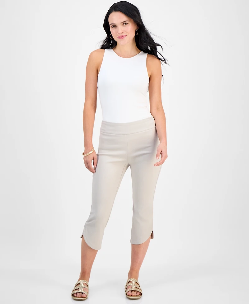 Jm Collection Petite Split-Hem Pull-On Capri Pants, Exclusively at Macy's