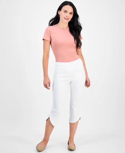 Jm Collection Petite Split-Hem Pull-On Capri Pants, Exclusively at Macy's