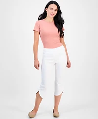Jm Collection Petite Split-Hem Pull-On Capri Pants, Exclusively at Macy's