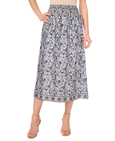 Vince Camuto Women's Floral-Print Smocked-Waist Skirt