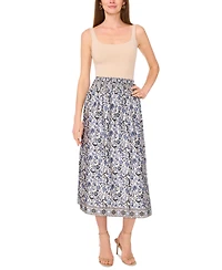 Vince Camuto Women's Floral-Print Smocked-Waist Skirt