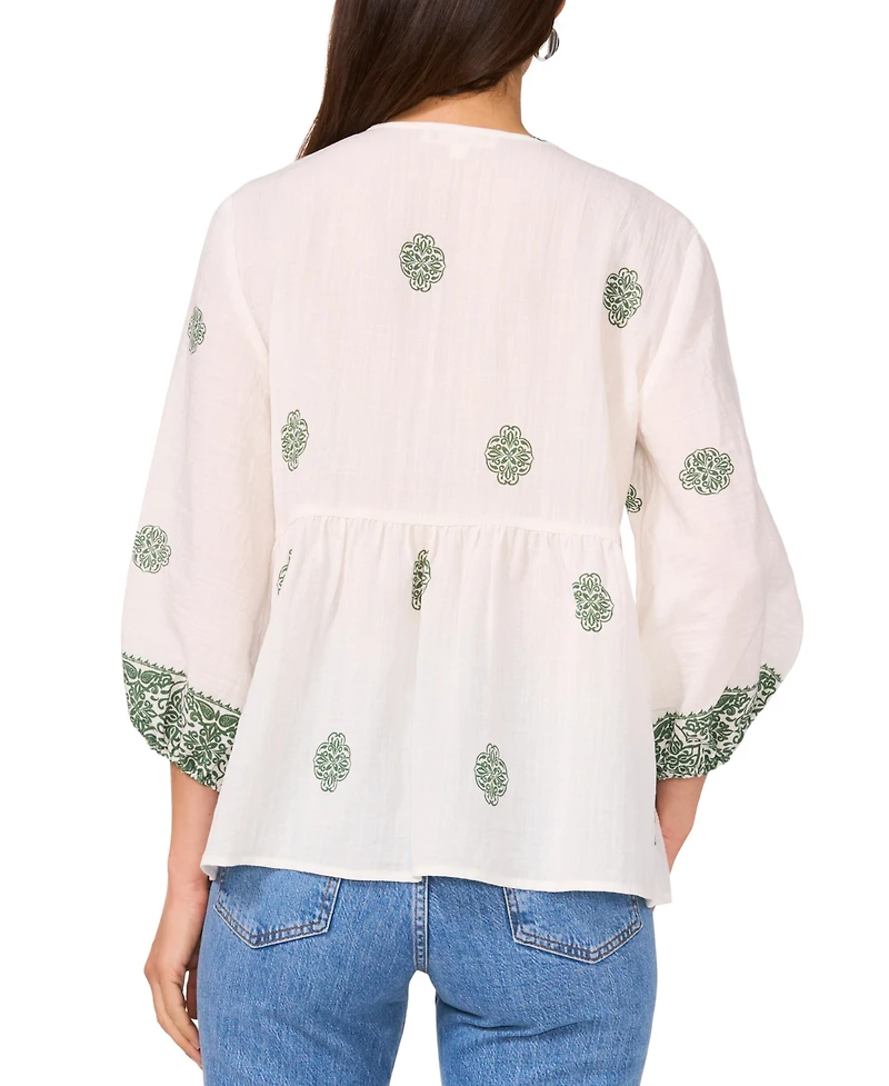 Vince Camuto Women's Tie-Neck 3/4-Sleeve Top