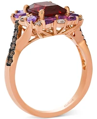 Le Vian Pomegranate Garnet (2-3/8 ct. t.w.), Grape Amethyst (3/8 ct. t.w.) & Diamond Halo Statement Ring in 14k Rose Gold