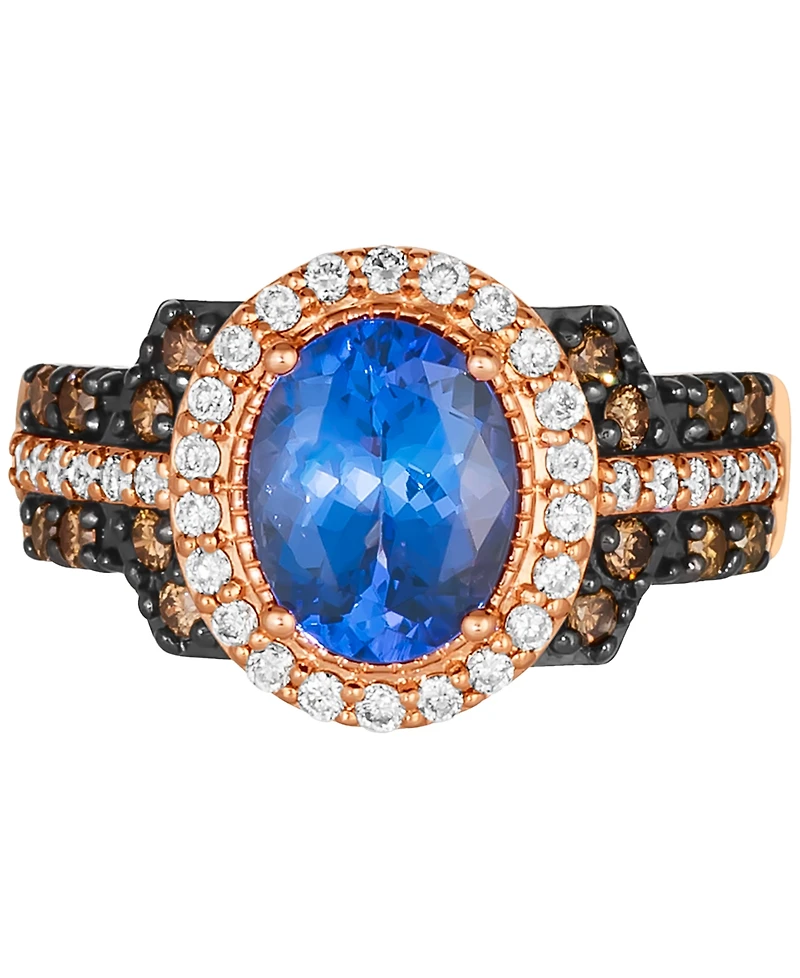 Le Vian Blueberry Tanzanite (1-5/8 ct. t.w.) & Diamond (5/8 ct. t.w.) Oval Hao Ring in 14k Rose Gold