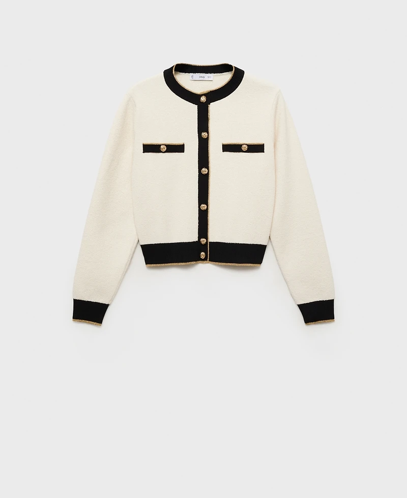 Mango Women's Double Trim Knit Cardigan