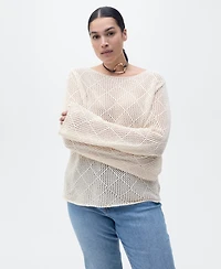 Mango Women's Cotton Openwork Knit Sweater