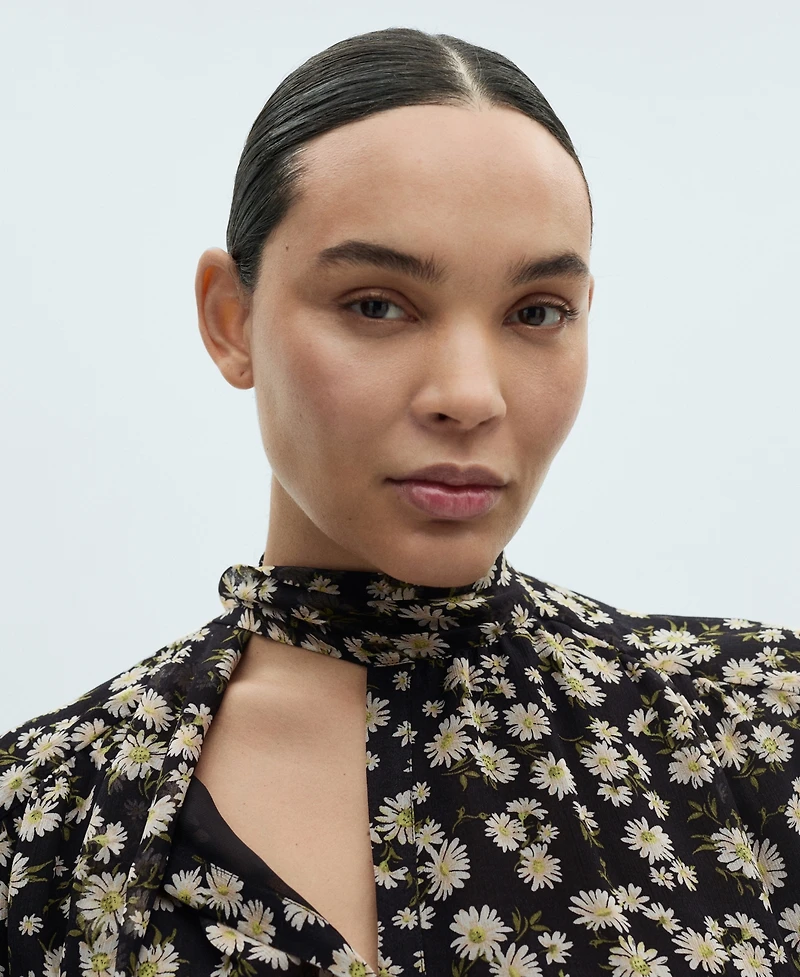 Mango Women's Floral Tie Blouse