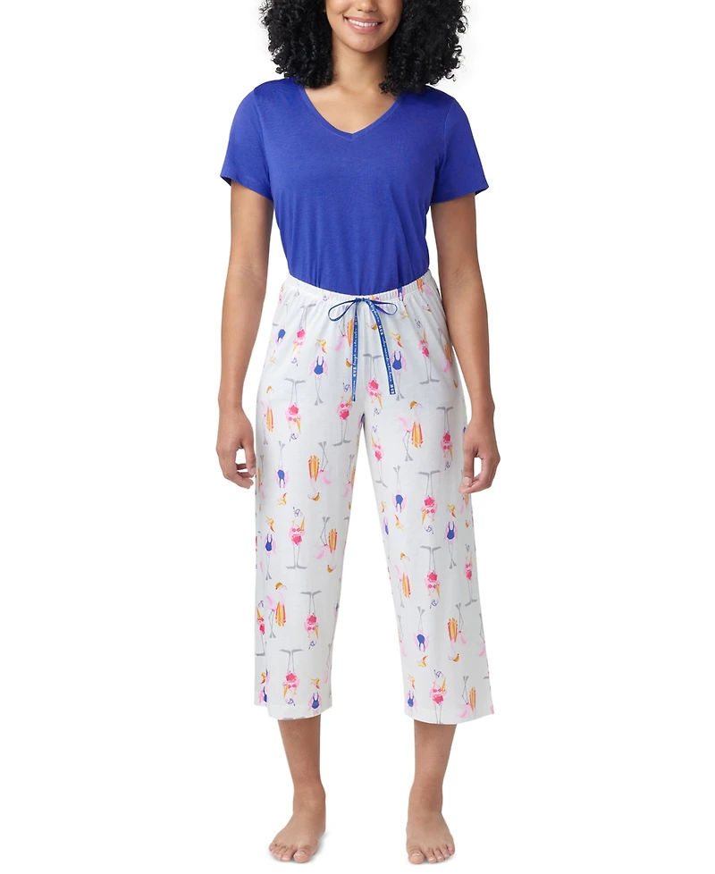 Hue Women's Beach Flamingos Printed Capri Pajama Pants