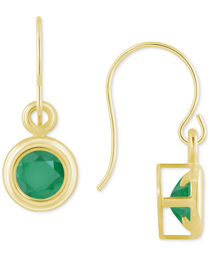 Sapphire Bezel Fish Hook Drop Earrings (3/4 ct. t.w.) 10k Gold (Also Available Ruby & Emerald)