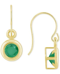 Sapphire Bezel Fish Hook Drop Earrings (3/4 ct. t.w.) 10k Gold (Also Available Ruby & Emerald)