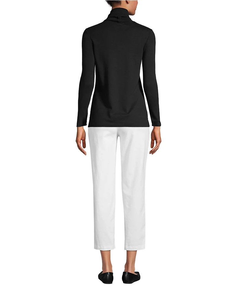 Lands' End Women's Supima Cotton Fitted Long Sleeve Turtleneck