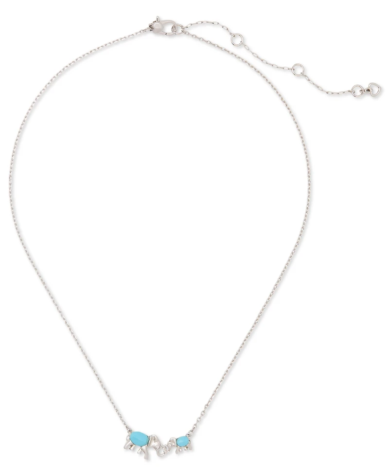 kate spade new york Silver-Tone Mama Elephant Stone Pendant Necklace, 16" + 3" extender