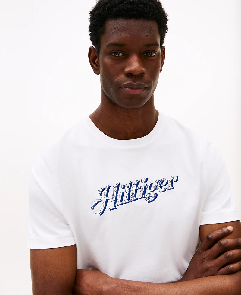 Tommy Hilfiger Men's Short Sleeve Crewneck Script Logo T-Shirt