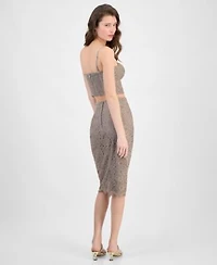 Guess Womens Josiane Cropped Lace Corset Top Josiane Lace Pencil Skirt