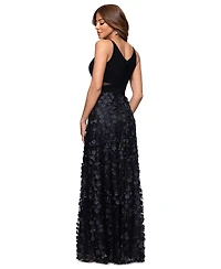 Xscape Petite Sleeveless Floral-Textured Gown