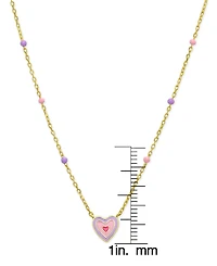 Lily Nily Girls Pink and Purple Enamel Heart Necklace in 18K Gold over Sterling Silver