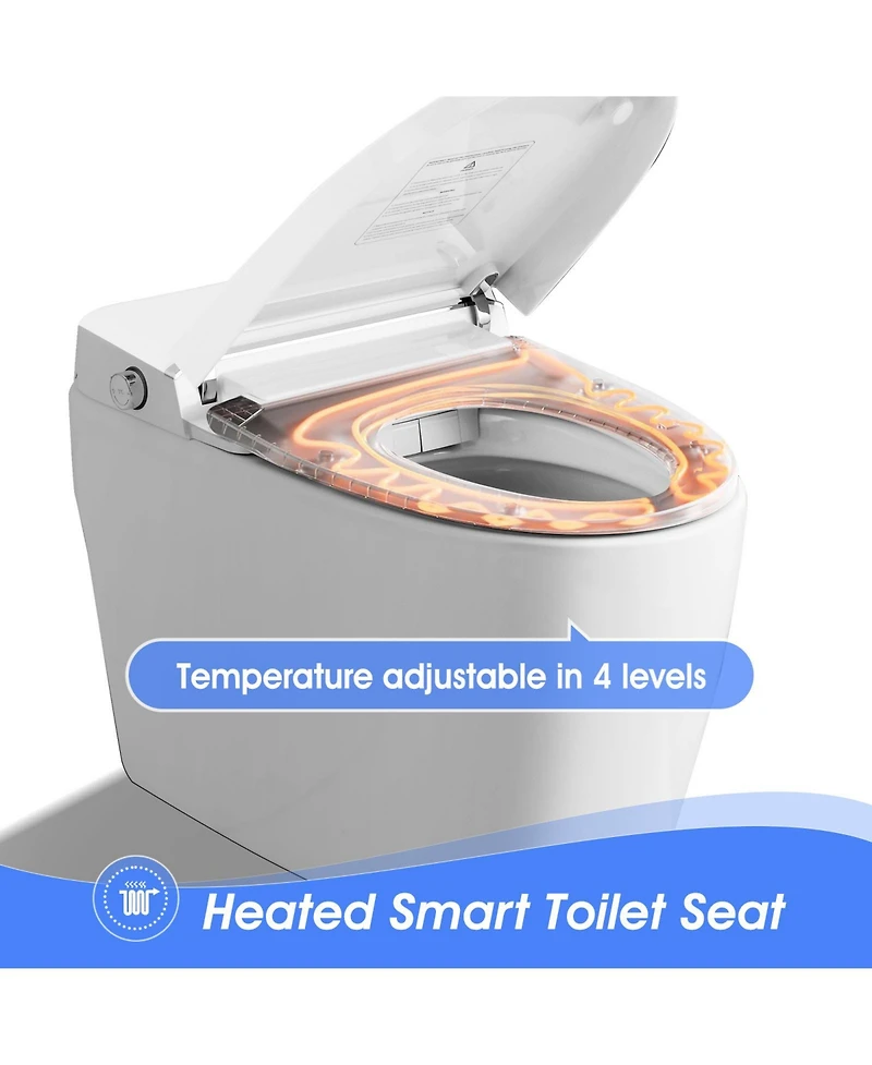 Casainc Lighted Smart Toilet With Heated Seat And Self-Cleaning For Bathrooms