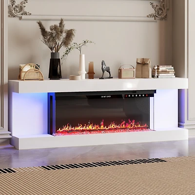 40-inch electric fireplace, recessed fireplace,1500W,white Tv stand