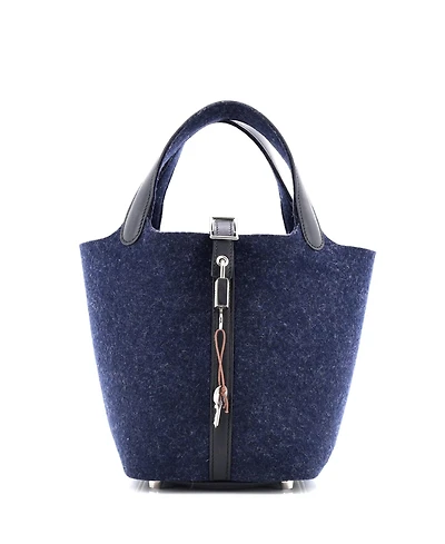 Pre-Owned Hermes Pm Picotin Lock Bag Felt with Leather