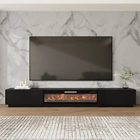 Tv stand with three compartments and three draws, wooden media consoles in white and wood colours, multi-purpose entertainment center