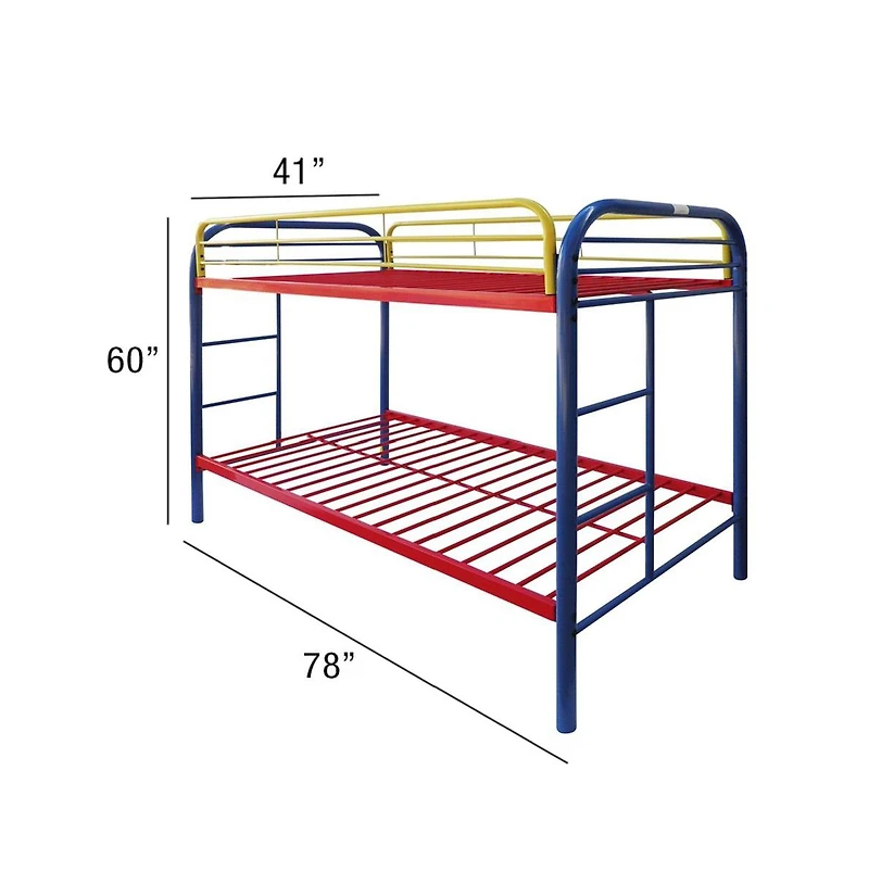 Sturdy Metal Bunk Bed with Guardrails and Built-In Ladder for Small Spaces