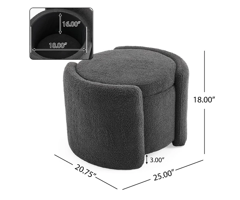 Boucle Storage Ottoman – Soft Lamb Fleece Footrest with Hidden Storage for Living Room or Bedroom, Durable and Stylish Design-The Pop Home