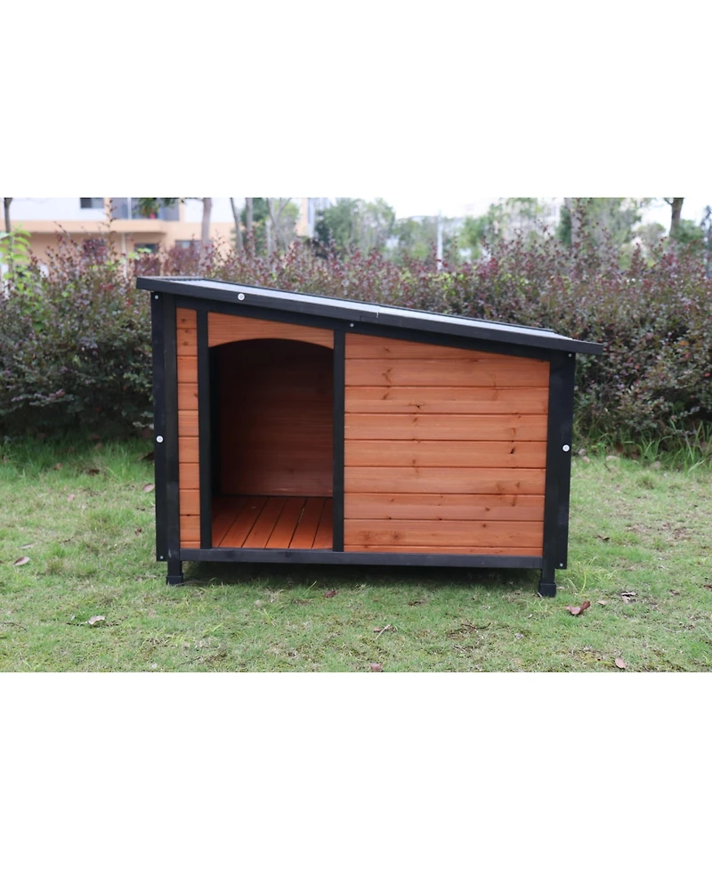 27.6 in. W x 42.1 in. L x 32.3 in. H Outdoor Indoor Removable Wooden Tilting Waterproof Roof Large Dog Dog Kennel