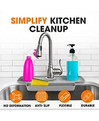 Cheer Collection Silicone Faucet Draining Mat with Soap Holder