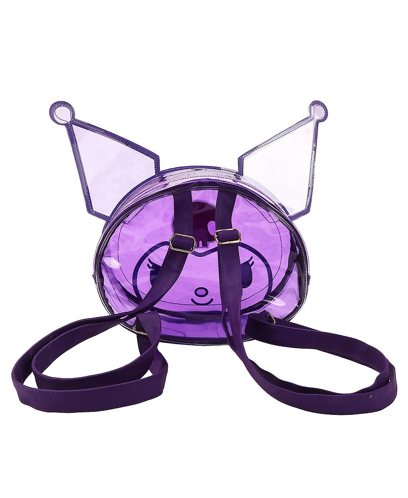 Kuromi Character Head Adult Clear Purple Pvc 12" Mini Backpack