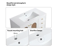 Casainc 36" Bathroom Vanity with Ceramic Sink, Rattan Bathroom Storage Cabinet with Two Doors and Drawer