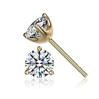 Sterling Silver Cubic Zirconia Solitaire Stud Earrings
