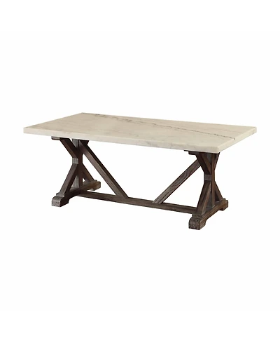 Modern Faux Marble and Solid Wood Rectangular Coffee Table