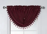 Kate Aurora 9 Piece Rod Pocket Semi Sheer Burgundy Window Curtains & Tasseled Valance Set