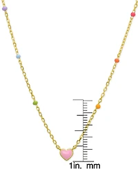 Lily Nily Girls Pink Enamel Heart Necklace in 18K Gold over Sterling Silver