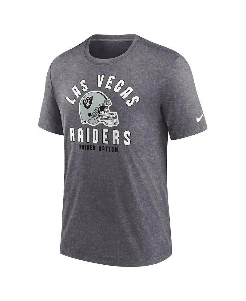 Nike Men's Heather Charcoal Las Vegas Raiders Helmet Tri-Blend T-Shirt