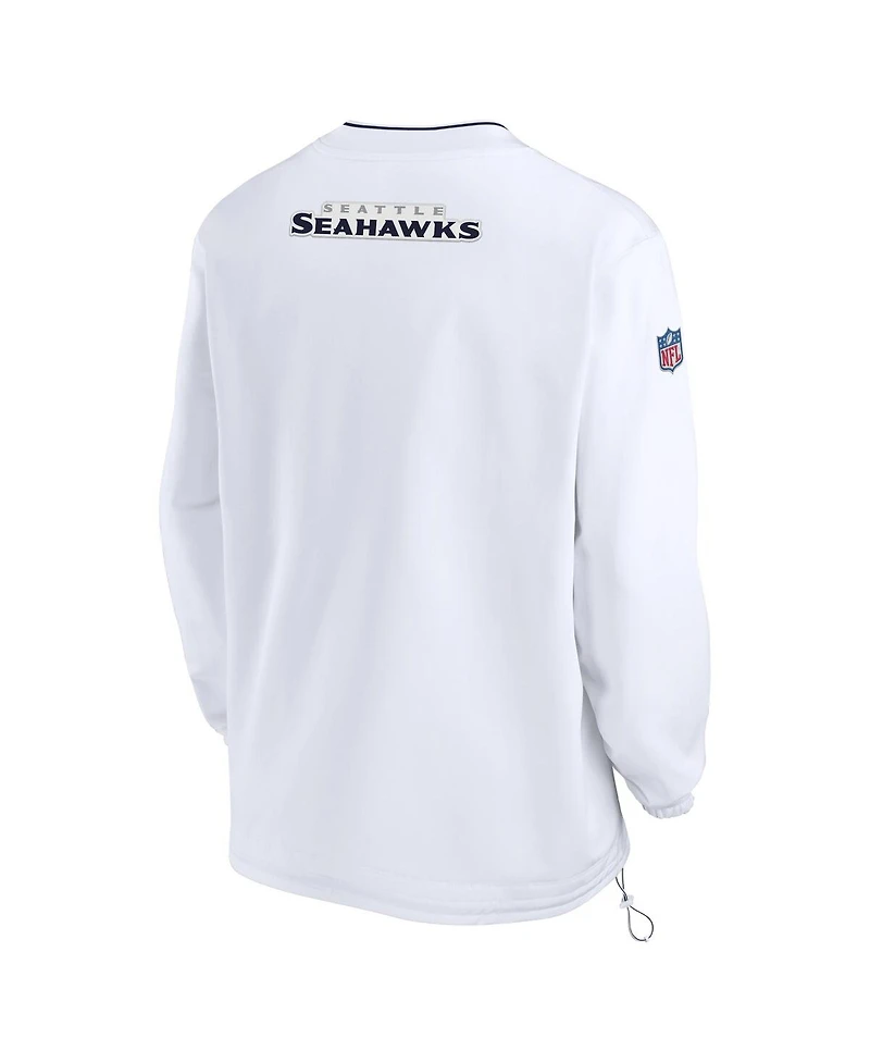 Nike Men's White Seattle Seahawks 2023/24 Sideline Repel V-Neck Long Sleeve Pullover Windshirt