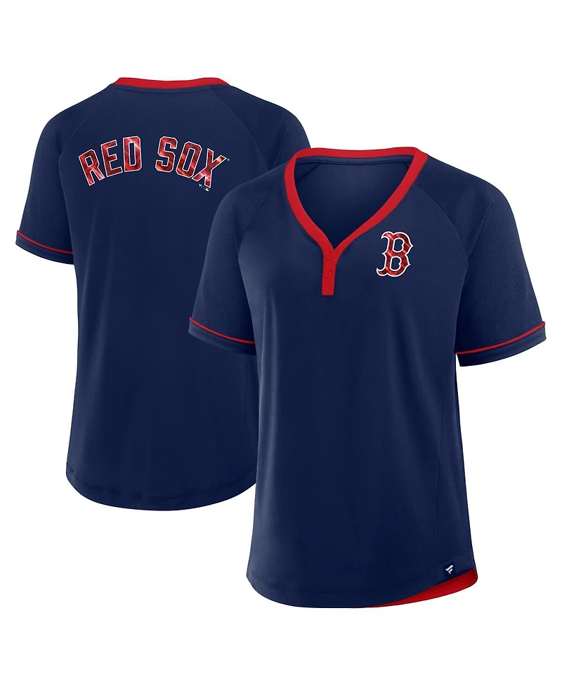 Fanatics Women's Navy Boston Red Sox League Diva Star Raglan V-Neck T-Shirt