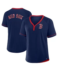 Fanatics Women's Navy Boston Red Sox League Diva Star Raglan V-Neck T-Shirt