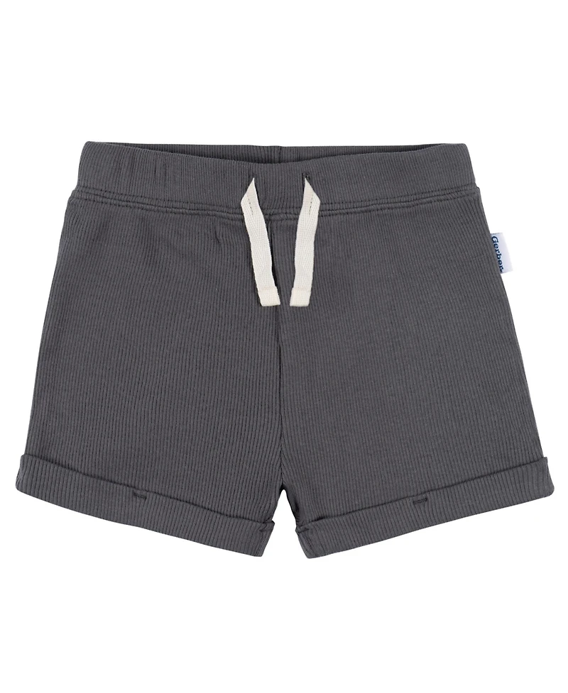 Gerber Baby Boys 2-Pack Bodysuit and Shorts Set, Dark Grey, 0-3 Months