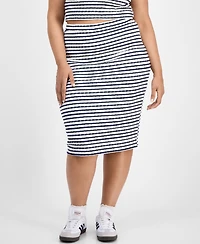 Derek Heart Trendy Plus Striped Midi Pencil Skirt