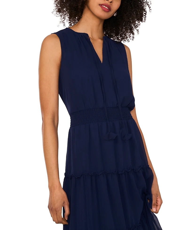 1.state Women's Split-Neck Sleeveless Maxi Dress