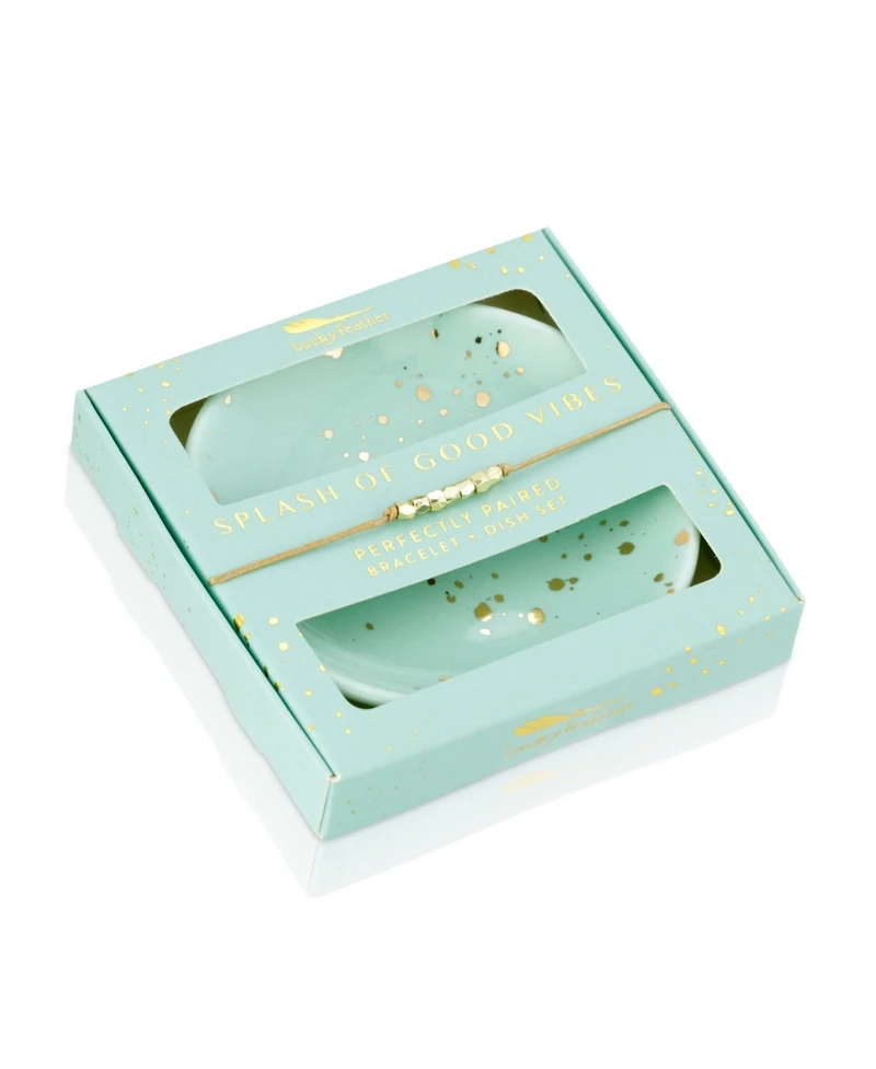 Lucky Feather Bracelet + Dish Set - Splash
