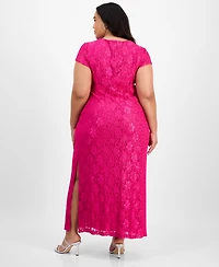 Connected Plus Size Sequined Lace Gown